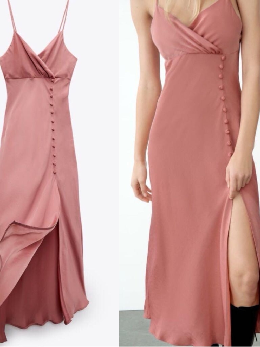 Zara satin effect maxi dress